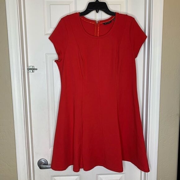 H by Halston Red Fit & Flare Dress Plus Size - Picture 1 of 10
